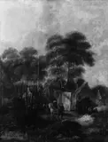 Klaes (Nicolaes) Molenaer, BEWALDETE LANDSCHAFT MIT BAUERNHAUS UND REITERN.