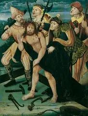 Netherlandish School, DIE KREUZTRAGUNG., Öl auf Holz (parkettiert)