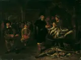 Pieter de Putter, BEIM FISCHHÄNDLER., Öl auf Holz (parkettiert)