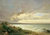 Max Haushofer, GEWITTERSTIMMUNG AM CHIEMSEE., Signiert unten links: HAUSHOFER: Öl auf Leinwand