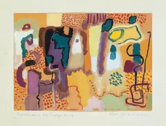 Improvisation auf Orange by Max Ackermann, Öl- und Temperafarben auf festem hellen Papier, sold Jun 2004
