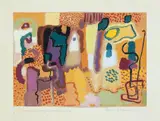 Max Ackermann, Improvisation auf Orange, Öl- und Temperafarben auf festem hellen Papier