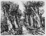 Peter August Böckstiegel, Dorfstrasse in Anrode, Original-Lithographie auf Japan