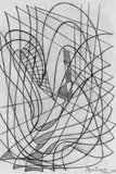Sándor Bortnyik, Farbfeldkomposition, Farbstift- und Graphitzeichnung auf bräunlichem faserhaltigen Papier