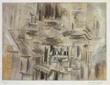 Georges Braque, Hommage à J.S. Bach, Farbradierung (Ätzung und Aquatinta) nach dem 1912 entstandenen Gemälde. Auf Rives-Velin