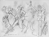 Jean Cocteau, Studie zum Fresko, Entwurf für die Salle des Mariages des Rathauses von Menton