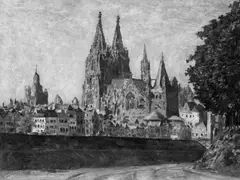 August Deusser, Blick auf Köln, Öl auf Leinwand