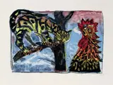 Otto Dix, Katze und Hahn, Original-Farblithographie auf Van Gelder-Bütten