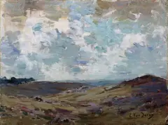 Emile Van Doren, Landschaft, Öl auf Holz