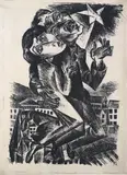 Conrad Felixmüller, Menschen über der Welt, Original-Lithographie auf glattem Papier