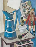 George Grosz, Stilleben mit Hampelmann, Öl auf Leinwand
