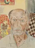 Bildnis E.H. (Selbstbildnis) by Erich Heckel, Aquarell und Bleistiftzeichnung auf chamoisfarbenem Halbkarton, sold Jun 2004
