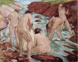 Max Kaus, Badende im Gebirgsbach