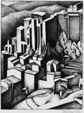Alexander Kanoldt, Olevano. Olevano IV, 2 Original-Lithographien auf imitiertem Japan bzw. glattem Velin