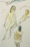Drei Akte in den Dünen by Ernst Ludwig Kirchner, Aquarell über Bleistiftzeichnung auf glattem chamoisfarbenem Papier, sold Jun 2004