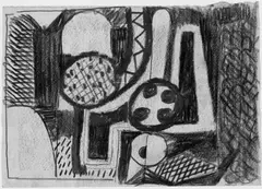 Kleinformat 276 by Ida Kerkovius, Schwarze Kreide- und Graphitzeichnung auf bräunlichem Papier, sold Jun 2004