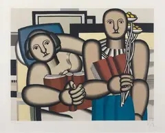 La Lecture by Fernand Léger, Farblithographie nach einem 1924 entstandenen Gemälde. Auf Arches-Velin, sold Jun 2004