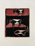 Drei Kühe übereinander by Ewald Mataré, Original-Farbholzschnitt (Schwarz und Rotbraun) auf Japan, sold Jun 2004