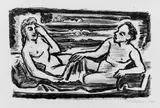 Max Pechstein, Auf dem Lager, Original-Farblithographie auf Velin