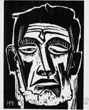 Max Pechstein, Kopf eines Seemannes (Fischerkopf), Original-Holzschnitt (Reiberdruck) auf Japan