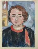 Hans Purrmann, Bildnis Tochter Regina, Gouache auf gehämmertem Halbkarton mit Prägestempel "SPITTA&LEUTZ BERLIN"