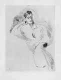 Hans Purrmann, Bildnis einer sitzenden Dame (II).Hans Vollmoeller auf dem Totenbett (II), 2 Original-Radierungen (Kaltnadel) auf Bütten mit Wasserzeichen "ChW" bzw. auf Japan