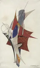 Alexander Rodtschenko, Ohne Titel (Abstrakte Komposition), Wasserfarben (Aquarell und Gouache) und Tusche über Bleistiftzeichnung auf glattem elfenbeinfarbenen Velin