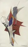 Alexander Rodtschenko, Ohne Titel (Abstrakte Komposition), Wasserfarben (Aquarell und Gouache) und Tusche über Bleistiftzeichnung auf glattem elfenbeinfarbenen Velin