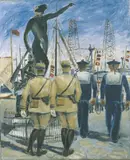 Karl Schwesig, Kriegshafen Toulon, Öl auf Leinwand, auf Holz aufgezogen