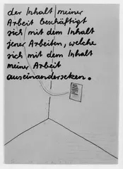 Ernst Caramelle, Ohne Titel, 4 Zeichnungen: Aquarell, Blei-, Bunt- und Filzstift sowie Schreibmaschine auf bräunlichem Maschinenpapier, jeweils