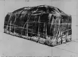 Christo, Packed Hay (Project for the Institute of Contemporary Art, Philadelphia), Farbserigraphie auf hellbraunem Karton