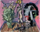Othelloszene I by Markus Lüpertz, Öl auf Leinwand, sold Jun 2004