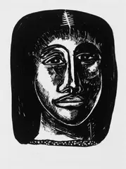 Ohne Titel (Frauenkopf) by Johann Georg Müller, Original-Lithographie auf Japanbütten, sold Jun 2004