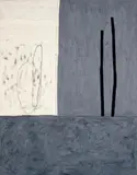 Canto II by Jürgen Partenheimer, Öl, Schellack und Graphit mit Papierstreifen collagiert auf Leinwand, sold Jun 2004