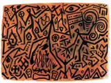 A. R. Penck, Herabsteigender II, Aquarell und Tusche auf schwerem genarbten, chamoisfarbenen Velin