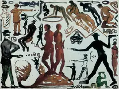 Averdatsche by Cornelia Schleime, Farbige Tusche auf Leinwand, sold Jun 2004