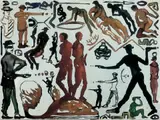 Cornelia Schleime, Averdatsche, Farbige Tusche auf Leinwand