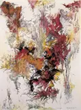 Bernard Schultze, Ohne Titel, Tuschfeder und Öl über Papiercollage auf Leinwand