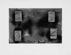 Quatres Rectangles by Antoni Tàpies, Original-Farblithographie auf gelblichem Guarro-Velin, sold Jun 2004