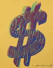 $ (1) by Andy Warhol, Farbserigraphie auf Lenox-Museum-Karton, sold Jun 2004
