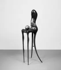 Paul Wunderlich, Chairman, 5-teilige Bronzeplastik mit bräunlicher, partiell goldener Patina
