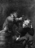 in der Art Adriaen Brouwer, RAUFENDE BAUERN., Öl auf Holz