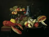 zugeschrieben Alexander Coosemans, FRÜCHTESTILLEBEN MIT SILBERNER TAZZA UND EINEM STEINZEUGKRUG., Öl auf Leinwand (doubliert)