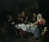 Nachfolge Jacob Jordaens, DER KÖNIG TRINKT., Öl auf Leinwand