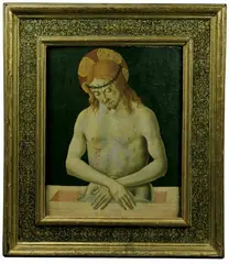 Tuscan School, CHRISTUS ALS SCHMERZENSMANN., Tempera auf Holz