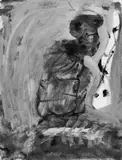 Siegfried Anzinger, Ohne Titel, Acryl und Tusche auf chamoisfarbenem Velin