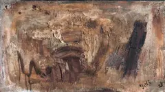 Bram Bogart, Ocre et Marron, Tempera auf grundiertem Rupfen
