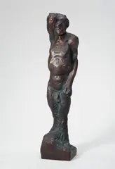 Stehende männliche Figur by Alfred Hrdlicka, Bronzeplastik mit bräunlicher Patina, Höhe 68,7 cm, sold Nov 2003