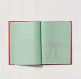 Dieter Roth, Eine Brücke, Heft mit 51 Zeichnungen: Roter und schwarzer Filzschreiber, blauer Kugelschreiber und Bleistift auf grünlichem dünnen Papier, gebunden mit Pappe und rotem Leinenklebeband