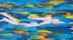 Salomé, Schwimmer, 5-teilige Arbeit: Kunstharz auf Leinwand je